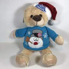 Frosty The Snowman Plush Teddy Bear Blue Sweater Christmas Hat Stuffed Animal Christmas Teddy Bear Plush Christmas Plush Plush Stuffed Animals