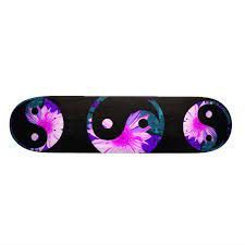 Yin Yang Painted Rainbow Sunflower Skateboard Zazzle Com Patinetas Skate Imagenes De Skate Skate Trucos