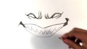 Draw the character's eyes and mouth. How To Draw Scary Smile Halloween Drawings Learntodrawnow Howtodrawnow Easystufftodraw Artlesso Halloween Drawings Scary Drawings Easy Halloween Drawings