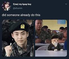 Hope He S Doing Well In The Military I Miss Him So Much Grrr Exo Jokes Exo Memes Funny Exo Memes