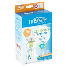 Dr Brown S Natural Flow Options 9 Oz Wide Neck Anti Colic Bottle Level 1 0m 2 Count Walmart Com