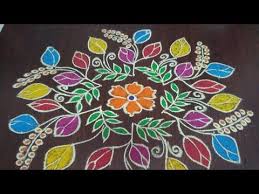 Simple Rose Flowers Rangoli Chukkala Muggu 13 7 Dots Youtube Rangoli Designs With Dots Beautiful Rangoli Designs Rangoli Designs