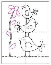 Simple Bird Drawing For Kids Easy Draw Simple Birds In 2020 Art Projects Kids Art Projects Bird Art