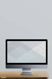 Download Premium Psd Of Desktop Computer With Screen Mockup On A Wooden Desktop Computers Computer Mockup Computer