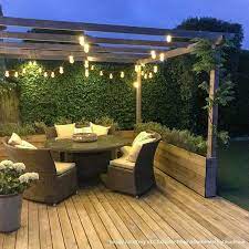 Large Traditional Festoon Lights Connectable Clear Warm White Bulbs Black Cable Outdoor Gardens Design Outdoor Garden Lighting Back Garden Design