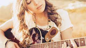 Girl Playing Guitar Brown Hair Guitar Girl Lounge Music Relaxing Music