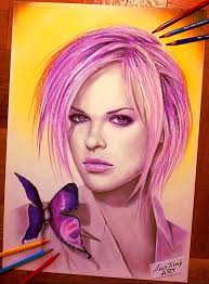 Title: Eva Violet. Media: pencils Polycolor Kohinoor. Size: 50 x 35 cm. I  hope you like it 😊