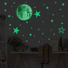 Glow In The Dark Stickers Glowing Moon Stars Dots For Ceiling And Wall Decals For Kids Room Boy Kids Wall Decals Birthday Lights Decoration Wall Stickers Space