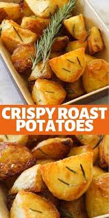 Classic Crispy Roast Potatoes With Rosemary Are The Very Best Side Dish These Oven Roas Crispy Roast Potatoes Rosemary Roasted Potatoes Roasted Potato Recipes