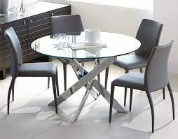 Ibiza Round Glass And Chrome Dining Table 47 Chrome Glass Dining Room Table Chrome Dining Table Dining Room Furniture Sets