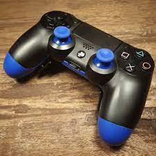 Ps4 Controller With Bleu Back Shell Xbox One Sticks And Shock Paddles Ps4 Controller Ps4 Games Game Controller