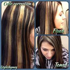 Color Correction Ladies If You Re Getting Highlights Especially Over Darker Hair Get Those Brassy Blondes Toned Hair Styles Hair Diary Bleached Hair Repair