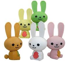 Kawaii 5 Bunny Rabbits Take Apart Puzzle Rubber Eraser Set Like Iwako Animal Erasers Erasers Kawaii Stationery
