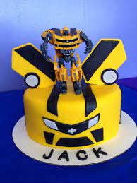 I hope mom was able to get it home without too many finger pokes in it. Transformers Bumblebee Cake Fondant Was So Much Easier To Work With Than I Thought Transformers Birthday Cake Transformers Cake Transformer Birthday