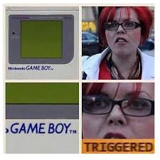 Feminist Triggered By Game Boy Humorous Meme Sjw Blm Socialjusticewarrior Conservative Libertarian Republican F Gameboy Social Justice Warrior Fu Manchu