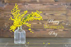 What is the flower for international women's day? Happy Women S Day Card With Mimosa Flowers In The Vase Stock Photo Picture And Royalty Free Image Image 96828348