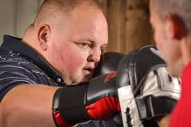 Dangerously obese 40st Darren 'Dibsy' McClintock, who's banned from local  takeaways, gets in the ring with Sun man