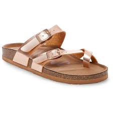 Birkenstock Arizona Rose Gold Buckle Women S Mad Love Prudence Footbed Sandals Rose Gold Sandals Outfit Rose Gold Sandals Footbed Sandals