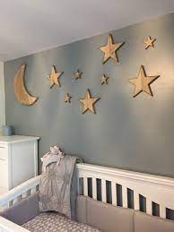 Moon And Stars Made From Pallets Reclaimed Wood For The Nursery Baby Boy Room Nursery Nursery Baby Room Baby Girl Nursery Stars