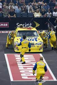 The event was cancelled for 2013 due to lack of sponsorship. The Nascar Sprint Pit Crew Challenge At The Time Warner Cable Arena In Charlotte The Juicy Fruit Ganassi Crew Nascar Motorsport Nascar Racing