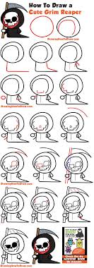 How To Draw A Cute Cartoon Grim Reaper Kawaii Chibi Easy Step By Step Drawing Tutorial For Kids How To Draw Step By Step Drawing Tutorials Drawing Tutorials For