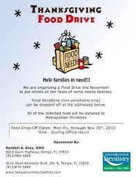 Dentist Tampa Fl Randall A Diez Dmd Food Drive Flyer Food Drive Canned Food Drive