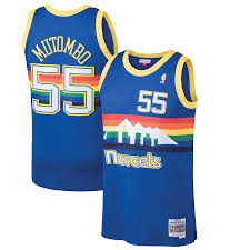 Adidas allen iverson denver nuggets basketball jersey youth extra large blue *. Men S Denver Nuggets Dikembe Mutombo Mitchell Ness Blue 1991 92 Hardwood Classics Swingman Jersey