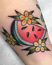 Katietattoos A Watermelon Slice For My Bestie Burgundymaude Ladytattooers Blackcobratattoos Littlerock Arkansas Watermelon Tattoo Fruit Tattoo Tattoos
