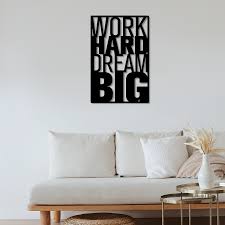 Large oversized clock as a centered anchor piece; Work Hard Dream Big Motivational Quotes Metal Wall Letters Metal Wall Art Wall Decor Office Wall Art Restaurant Decor Art Deco Metal Wall Art Wall Printables Metal Wall Decor