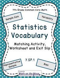 Statistics Vocabulary Matching Activity Worksheet And Assessment 7 Sp 1 Statistics Math Math Workbook Studying Math