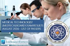 List of Passers: August 2016 Medtech board exam results