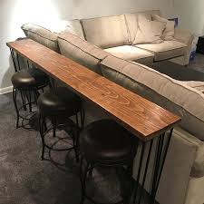 Reclaimed Wood Bar Table With Hairpin Legs Custom Sofa Bar Etsy In 2020 Wood Bar Table Reclaimed Wood Bars Bar Table Behind Couch