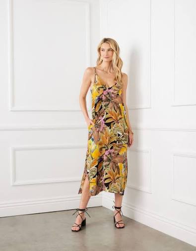 Karen Kane Side Slit Dress Midi Tropic - Lovebird Boutique