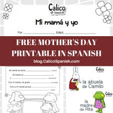 Learning spanish month and day words. Mother S Day Spanish Printable Activity Celebrates Mama Y Abuela Free Calico Spanish