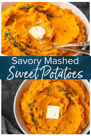 Savory Mashed Sweet Potatoes Are The Perfect Easy Side Dish For Thanksgiving And Mashed Sweet Potatoes Sweet Potato Recipes Mashed Savory Sweet Potato Recipes