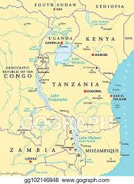 Lake tanganyika and lake malawi, which form part of tanzania's western boundary, mark the trend of the rift in this area. Vector Art African Great Lakes Political Map Eps Clipart Gg102146848 Gograph