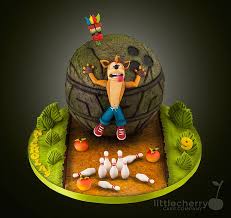 Little Cherry Cake Company Crash Bandicoot Bowling Cake Bowling Cake Crash Bandicoot Cherry Cake