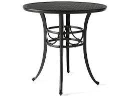 4 bar stools, 1 bar table; Mallin Napa 9000 Series Cast Aluminum 42 Wide Round Bar Height Table With Umbrella Hole Mal9b042u