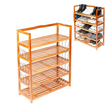 These wooden shoe racks are built environmental friendly and allow you to manage and store your shoes properly. 5 Tier Simple Wooden Shoe Rack 6 Pairs Of Built In Shoe Forms Help To Hold The Shape Of Your Shoes Wood Color Walmart Com Walmart Com