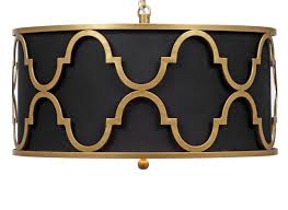 Black And Gold Ring Chandelier Meridian Pendant Light Moroccan Inspired Lighting Black Gold Drum Pendant Hanging Pendant Lamp Stylish Home Decor Hanging Lamp
