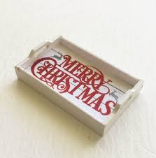 Merry Christmas Miniature 1 12 Scale White Decorative Serving Etsy Serving Tray Decor Miniatures Merry Christmas