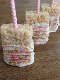 21st Birthday Rice Krispie Treats Pink And Gold Favor Pink And Gold First Birthday Rice Krispie Treat Candy Buffet Dessert Table Gold Candy Buffet Candy Buffet First Birthdays