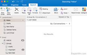 Fix Outlook For Mac Search Not Working And Displays No Results Outlook 2011 2016 Solved Repair Windows