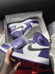 Jordan 1 Retro High Court Purple White In 2020 Jordan Shoes Girls Fresh Shoes Hype Shoes