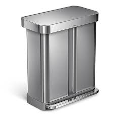 What's the best shape for a kitchen trash can? Simplehuman Dual Compartment Rectangular 58 Liter Step Trash Can Bed Bath Beyond