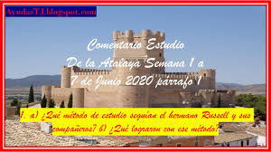 Si conoces bien al interlocutor, o es una persona hay gente que dice que los rusos son gente rara, ¿estás de acuerdo? Ayudas Tj Estudio De La Atalaya Semana 1 A 7 De Junio 2020 Comentarios Para Las Reuniones Tj Parrafo 1 A Que Metodo De Estudio Seguian El Hermano Russell Y Sus