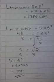 Sehingga rumus luas permukaan menjadi: Sebuah Kubus Tanpa Tutup Memiliki Luas Permukaan 45cm Hitunglah Volumenya Brainly Co Id