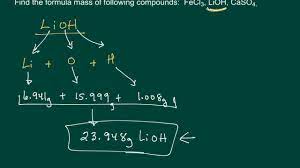 Carbon has a mass of 12.01 amu (mass from the periodic table) hydrogen has a mass of 1.01 amu oxygen has a mass of. Determining The Formula Mass Of A Compound Youtube