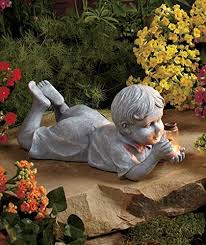 Amazon Com Outdoor Decoration Little Boy Kid Statue With Solar Firefly Light Ideal For Your Garden Best Quality Produc Outdoor Decor Garden Statues Outdoor