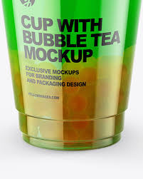 Download Fruit Bubble Tea Cup Mockup In Cup Bowl Mockups On Yellow Images Object Mockups PSD Mockup Templates